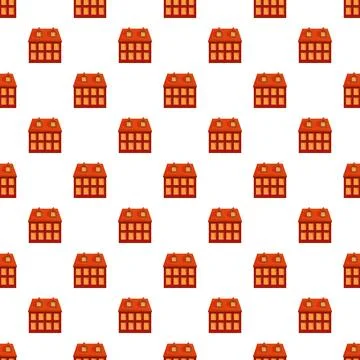 Repeatable pattern featuring cartoon house building icons Stock Illustration