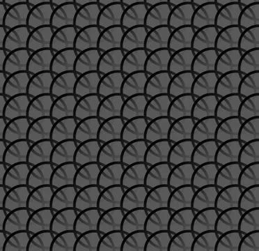 Repeatable pattern w/ interlocking circles, rings. Regular monochrome seamles Stock Illustration