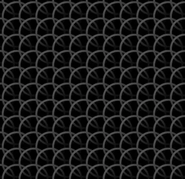 Repeatable pattern w/ interlocking circles, rings. Regular monochrome seamles Stock Illustration