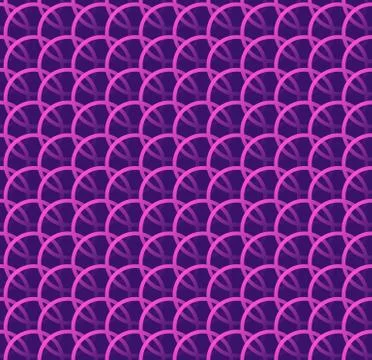 Repeatable pattern w/ interlocking circles, rings. Regular monochrome seamles Illustrazione stock