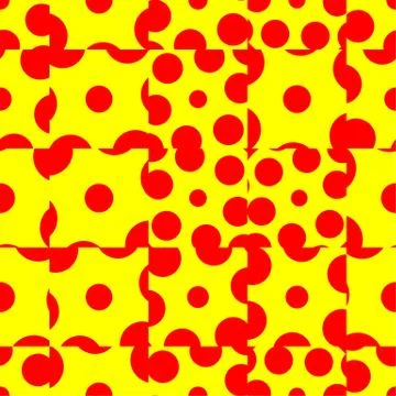 Repeatable polkadot, dotted pattern with random circles. Duotone red and yell 스톡 일러스트