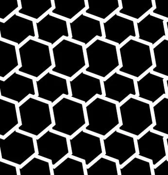 Repeatable seamless pattern with tilted, overlapping hexagons. Geometric mono Stock Illustration