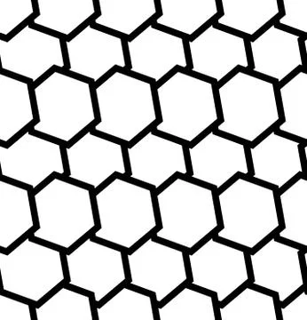 Repeatable seamless pattern with tilted, overlapping hexagons. Geometric mono Stock Illustration