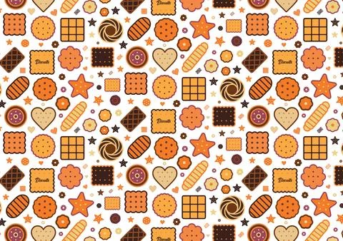 Repeated biscuits fun and sweet vector patterns Stock Illustration