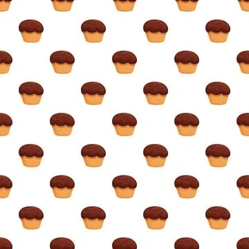 Repeated chocolate cupcakes creating a sweet food background Stock Illustration