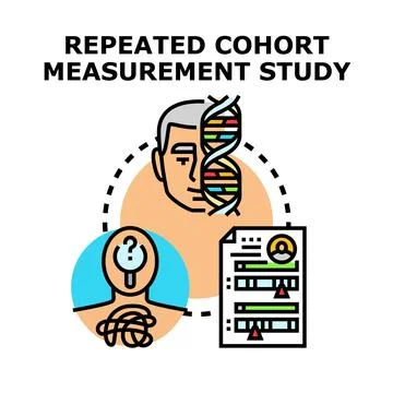 Repeated cohort measurement study and data analysis Stock Illustration