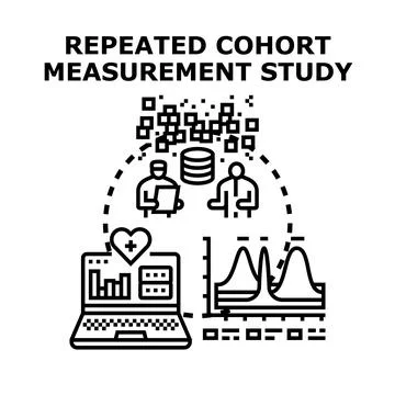 Repeated cohort measurement study concept illustration Stock Illustration