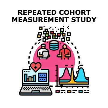 Repeated cohort measurement study concept illustration Stock Illustration