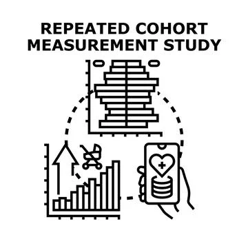 Repeated cohort measurement study conducting research and analysis Stock Illustration