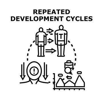 Repeated development cycles bringing business process improvement Stock Illustration