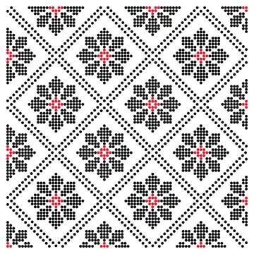 Repeated dotted flowers tile background ornament Illustrazione stock