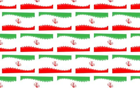 Repeated Iran Flag Vector Background Pattern with White Base and Minimal Emblem Stock-Illustration