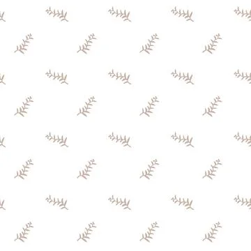 Repeated minimalist leaf pattern design in soft brown on white background Stock Illustration