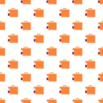 Repeated orange lunch boxes pattern with drink bottle 库存插图
