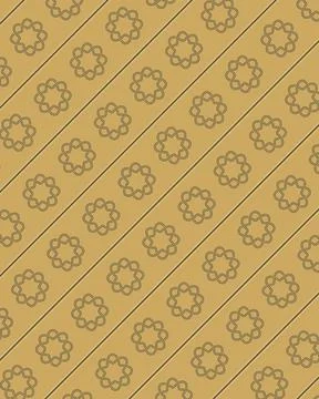 Repeated outlined rosettes sit between diagonal bands on a warm mustard bac.. Stock Illustration