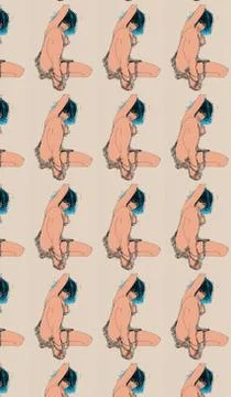 Repeated pattern for cards and fabrics  comics series with a very sensual woman Stock-Illustration