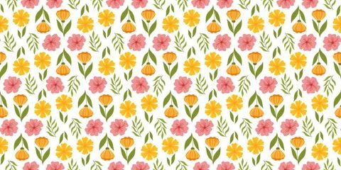 Repeated pattern highlighting floral elements. Botanical-inspired recurring.. Stock Illustration