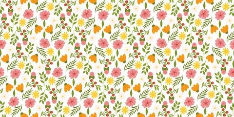 Repeated pattern highlighting floral elements. Botanical-inspired recurring Stock Illustration