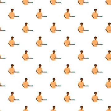 Repeated pattern of man using digital blood pressure monitor Stock Illustration
