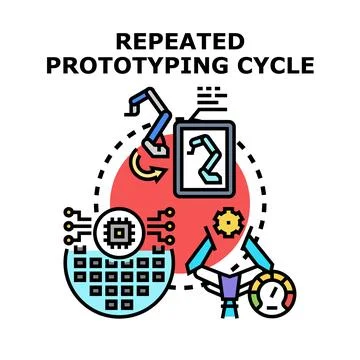 Repeated prototyping cycle for product development and innovation Stock Illustration