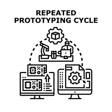 Repeated prototyping cycle for product development and innovation Stock Illustration