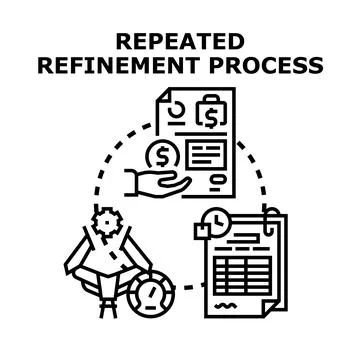 Repeated refinement process for continuous improvement and optimization Stock Illustration