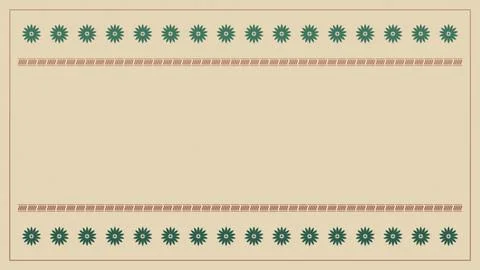 Repeated teal rosettes and delicate rust linework frame a broad beige cente.. Stock Illustration