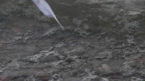 Repeated waves washing long white feather onto rocky beach. HD 1080p 24fps. Stock Footage 22732444