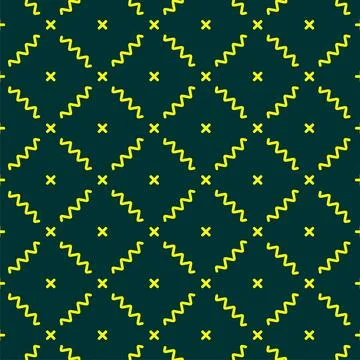 Repeated wavy lines and multiplication signs on dark background pattern design Stock Illustration