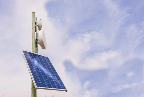 Repeater antenna with solar panel Stock Photos