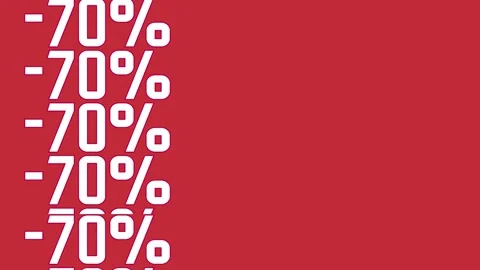 Repeating 70 percent discount pattern on red Stock Footage 304833228