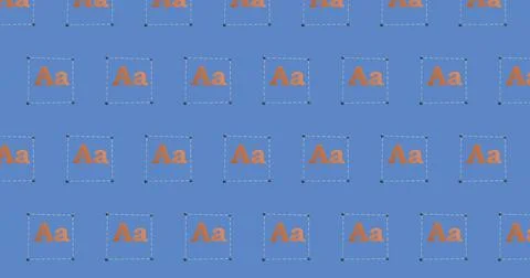 Repeating Aa text pattern in retro futuristic design on blue background Stock Photos