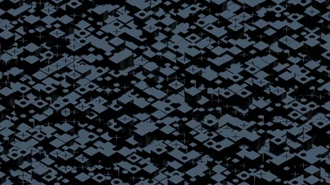 A repeating abstract background featuring interlocking dark blue and black geome Stock Footage 340237962