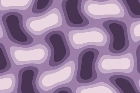 A repeating abstract composition uses rounded organic forms in lavender, pu.. Stock Illustration