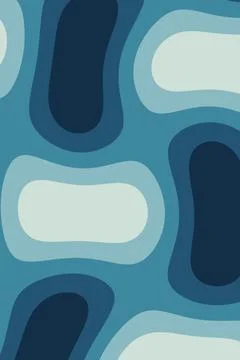 A repeating abstract design uses large rounded forms in teal, deep navy, pa.. Stock Illustration