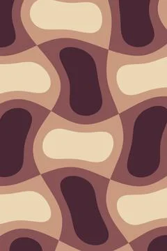 A repeating abstract pattern combines deep burgundy, muted rose, tan, and c.. Stock Illustration