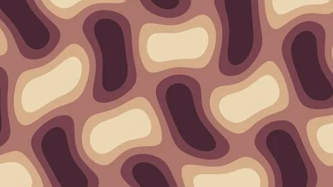 A repeating abstract pattern combines rounded forms in rust, mauve, cream a.. Stock Illustration
