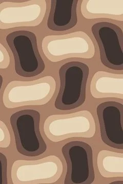 A repeating abstract pattern featuring rounded layered forms in warm brown,.. Stock Illustration