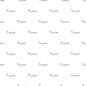 Repeating airplanes creating a seamless flight travel pattern Illustrazione stock