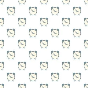 Repeating alarm clocks creating seamless time pattern Stock Illustration
