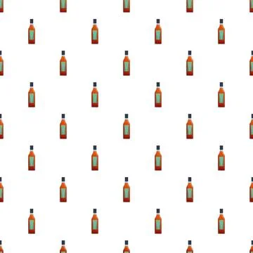Repeating alcohol bottle pattern on white background Stock Illustration
