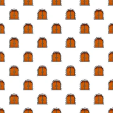 Repeating ancient cartoon castle doorway texture pattern Stock Illustration