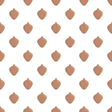 Repeating ancient clay amphora pattern on white background Stock Illustration
