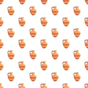 Repeating ancient greek amphora pattern on white background Stock Illustration