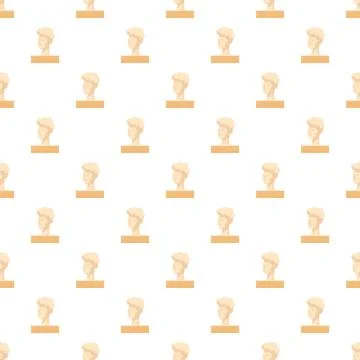 Repeating ancient greek sculpture head pattern background Stock Illustration