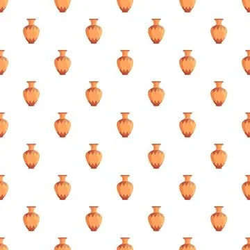 Repeating ancient pottery jars pattern on white background Stock Illustration