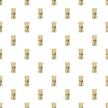 Repeating ancient scrolls with pencils seamless pattern 스톡 일러스트