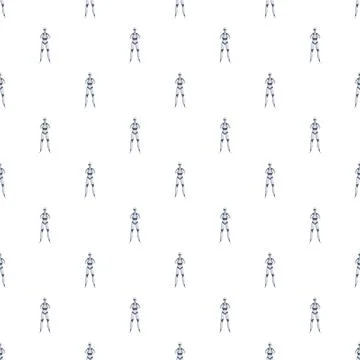 Repeating android pattern showing automation and future technology Stock Illustration