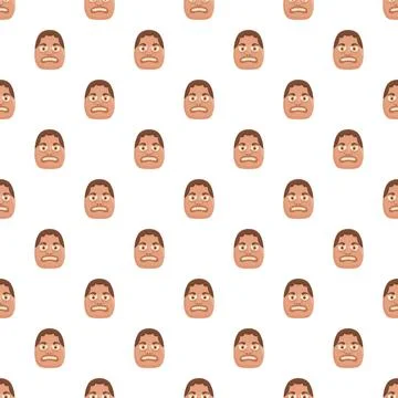Repeating angry man face seamless pattern design Stock Illustration