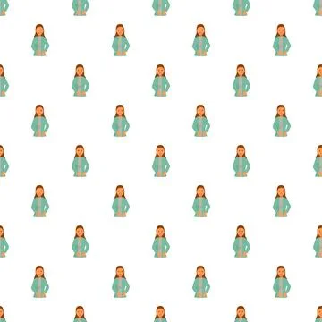 Repeating angry woman character pattern design 스톡 일러스트